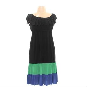 NWOT Blue Sage Ruffle Jersey Dress ⚫️🟢🔵